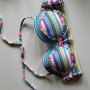 Xhilaration Bikini Top underwire padded  Striped Multicolor Retro Style Medium